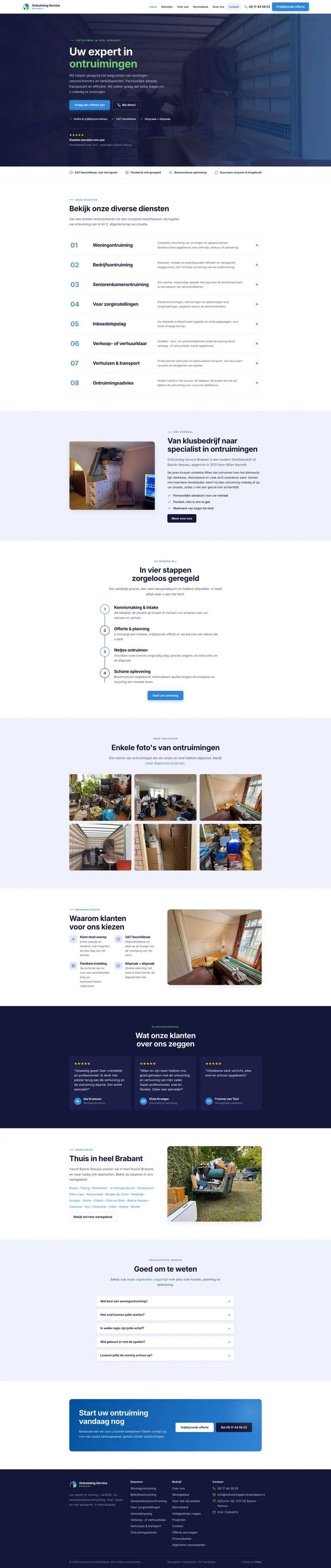 Volledige paginaschermafbeelding van ontruimingservicebrabant.nl