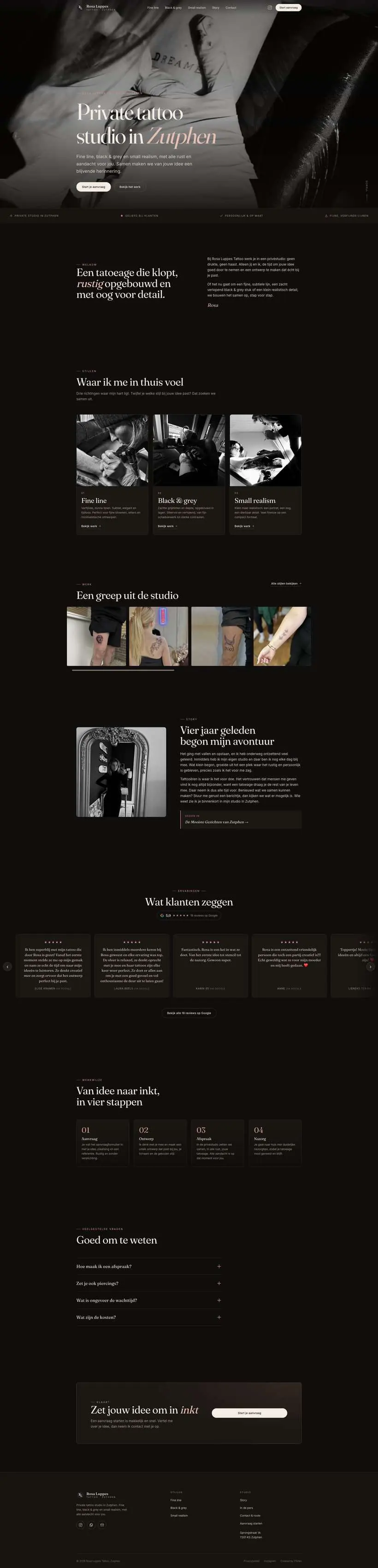 Volledige paginaschermafbeelding van rosaluppestattoo.nl